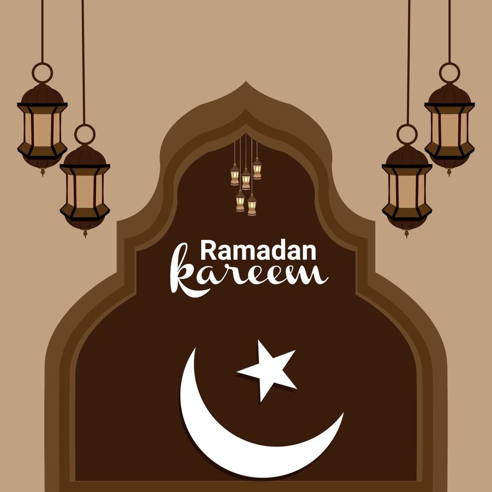 concetto di design piatto di ramadan kareem con lanterna vettore