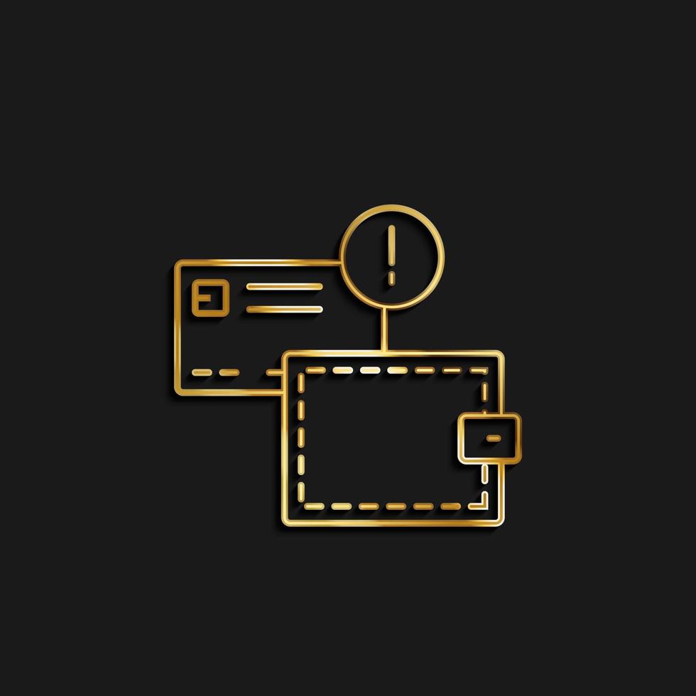 portafoglio, borsa oro icona. vettore illustrazione di d'oro icona su buio sfondo