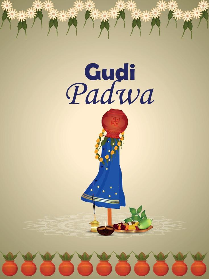 gudi padwa sullo sfondo del festival dell'India meridionale vettore