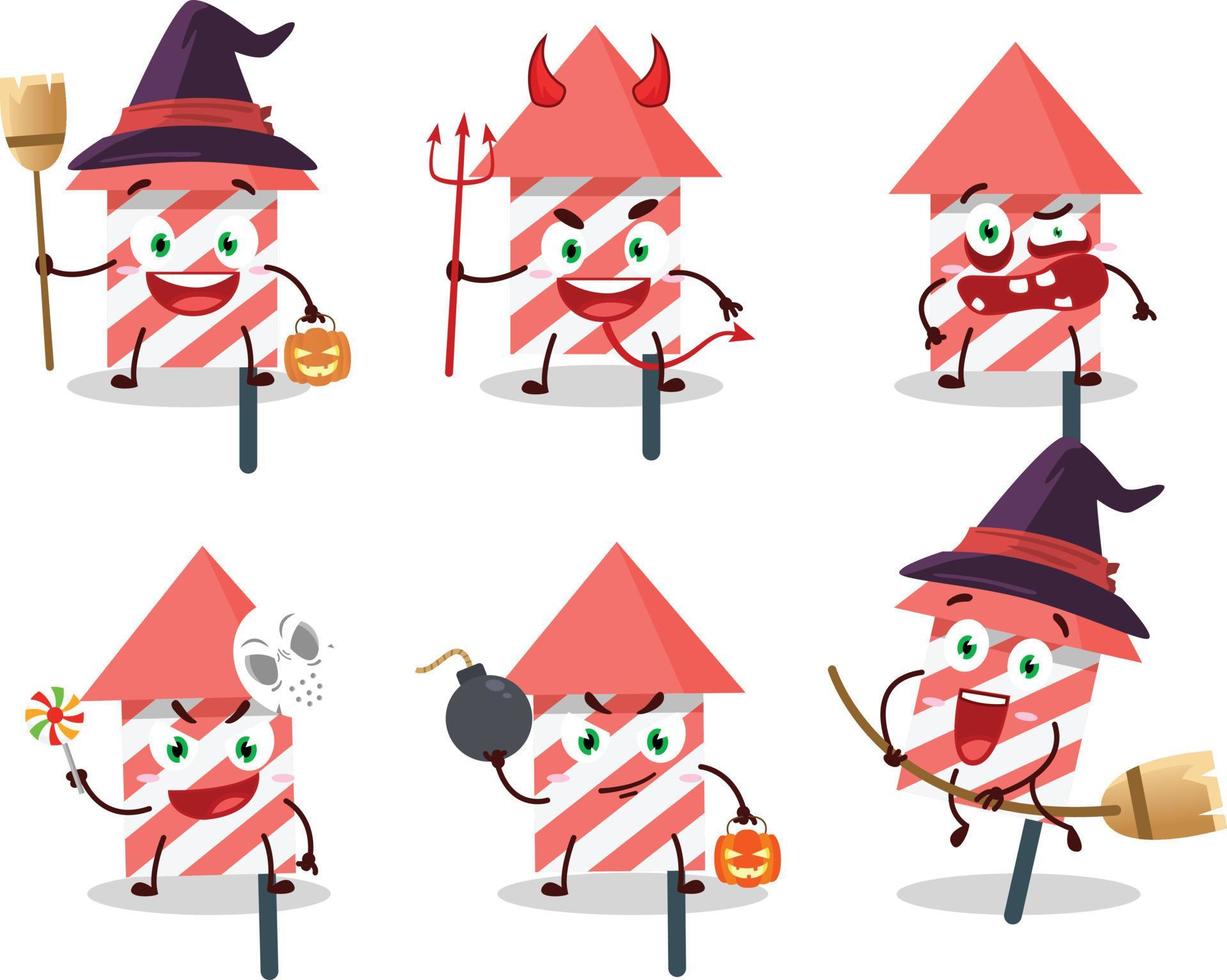 Halloween espressione emoticon con cartone animato personaggio di fuoco cracker vettore