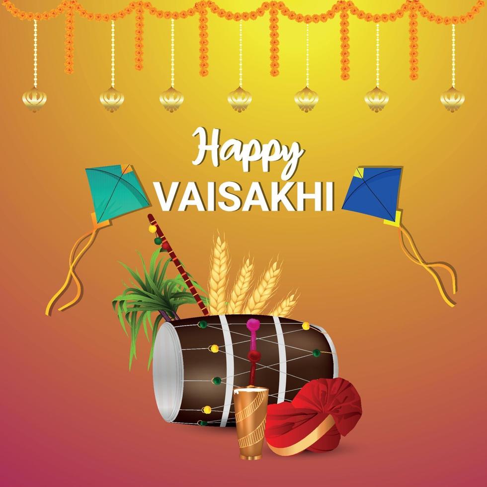 biglietto di auguri felice celebrazione vaisakhi vettore