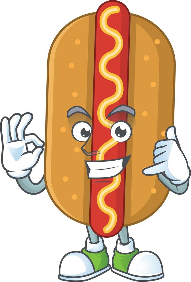 cartone animato personaggio di hot dog vettore