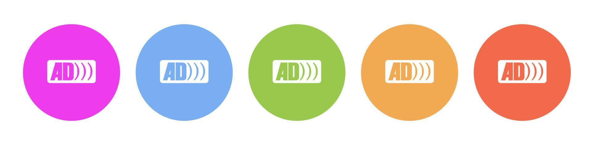Multi colorato piatto icone su il giro sfondi. anno Domini logo multicolore cerchio vettore icona su bianca sfondo