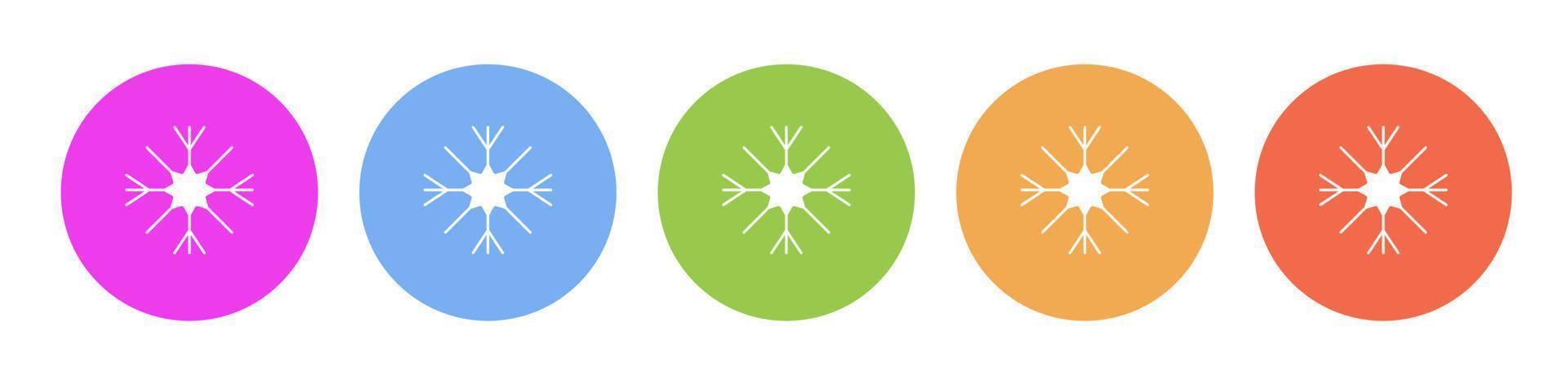 Multi colorato piatto icone su il giro sfondi. neve multicolore cerchio vettore icona su bianca sfondo