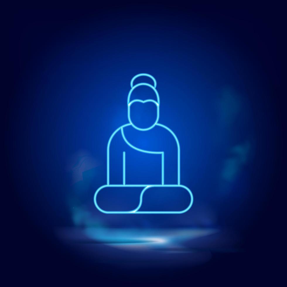 Budda simbolo neon icona. blu Fumo effetto blu sfondo vettore