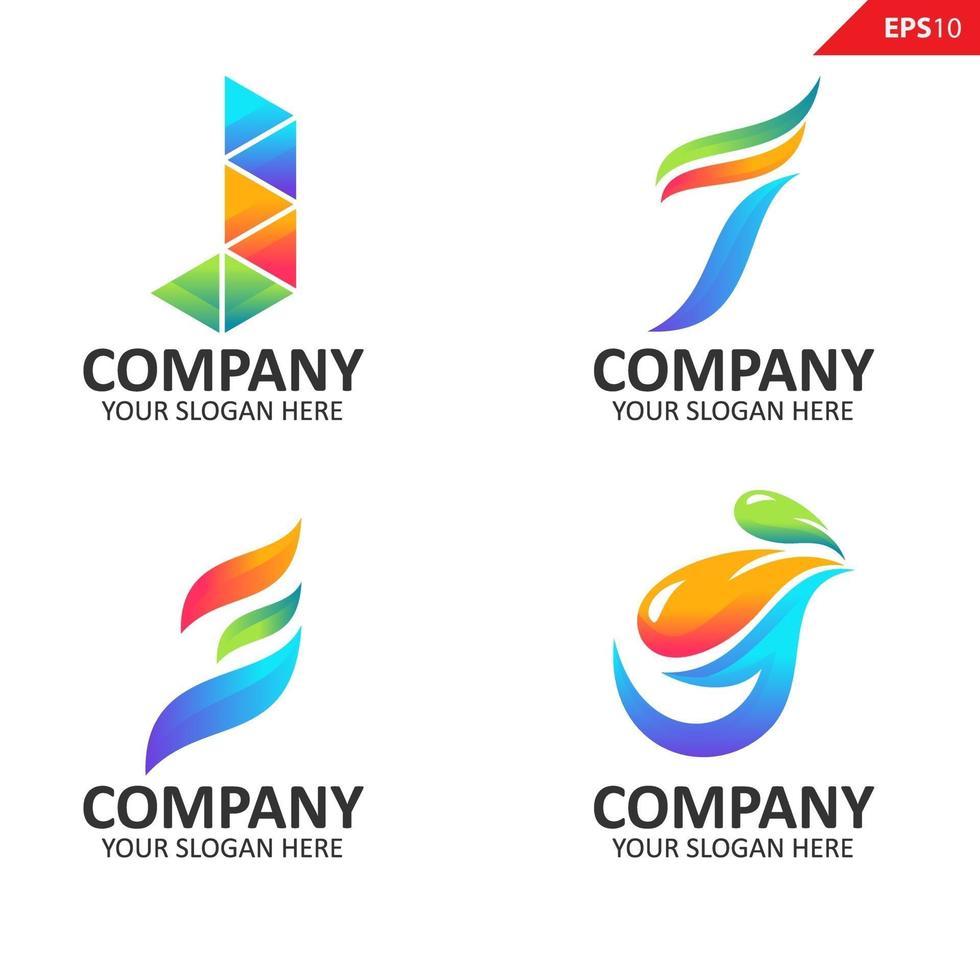 collezione colorato iniziale j lettera logo design template vettore