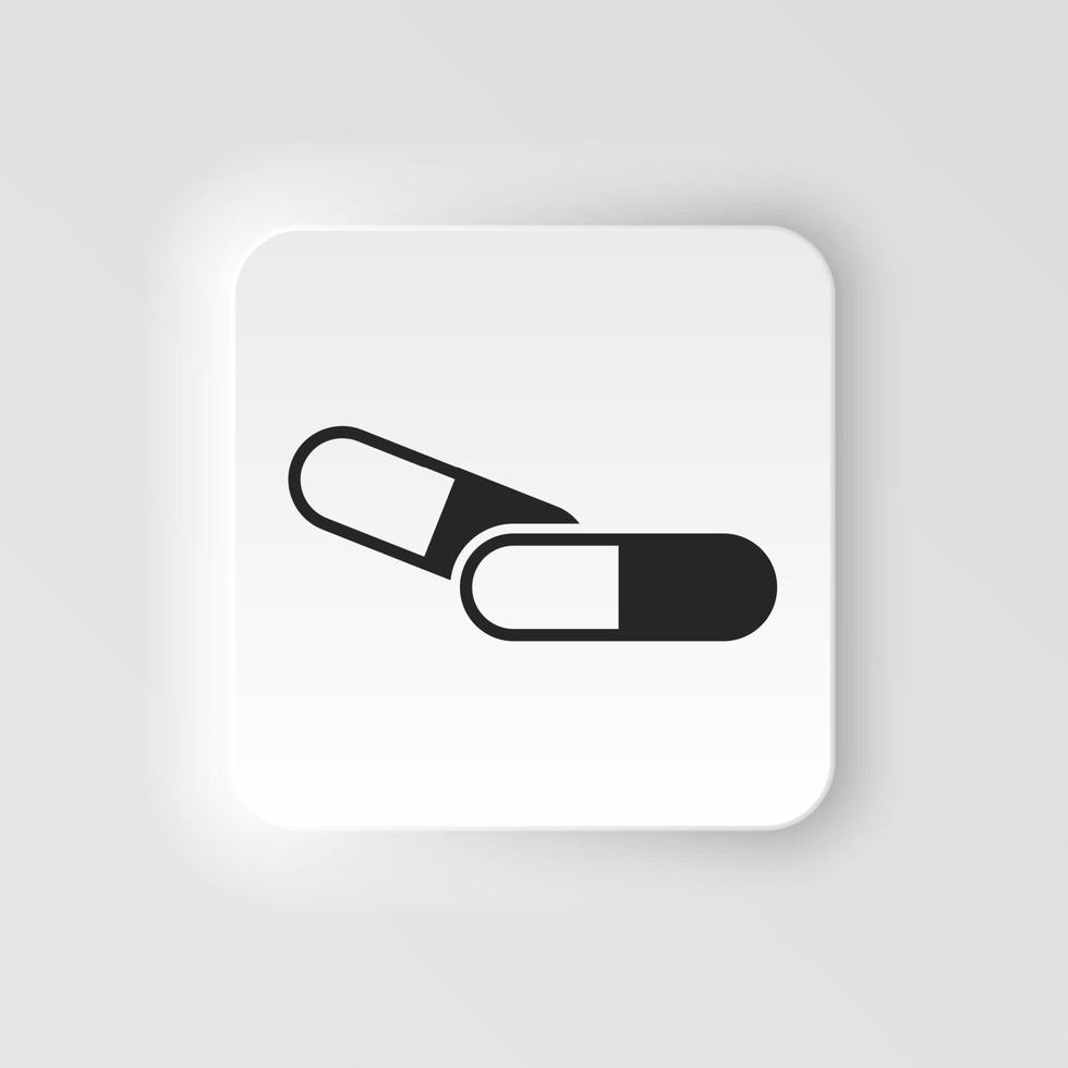 rettangolo pulsante icona medico pillola. pulsante bandiera rettangolo distintivo interfaccia per applicazione illustrazione su neomorfo stile su bianca sfondo vettore