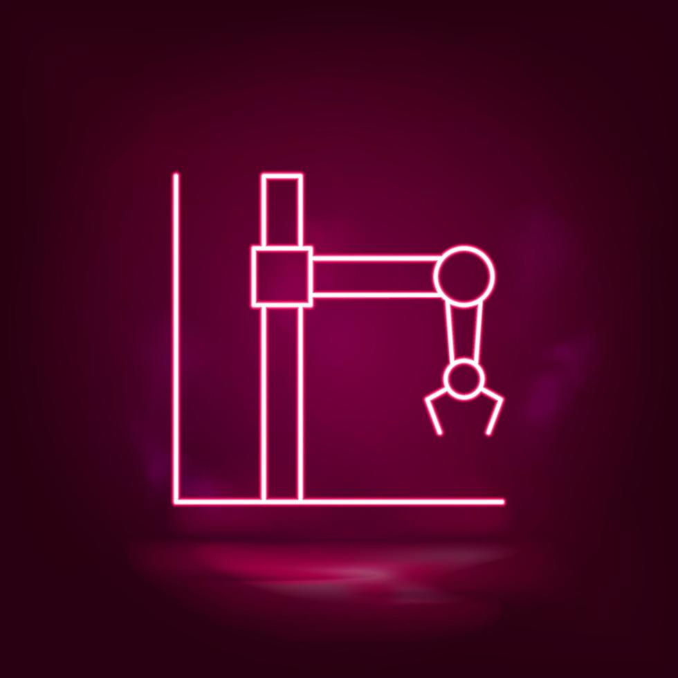 idraulico braccio, industriale braccio vettore neon icona. illustrazione isolato vettore cartello simbolo - produzione robotica icona vettore neon - vettore.