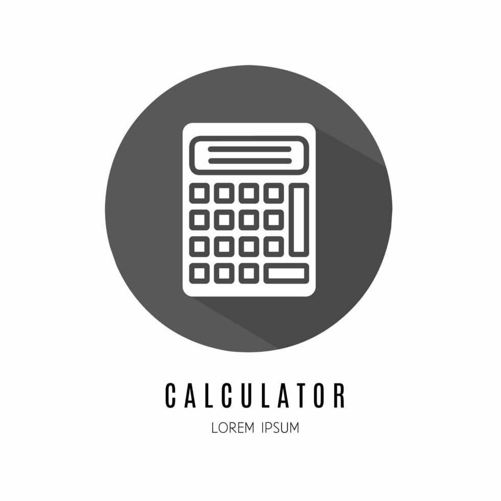 calcolatrice icona nel piatto. logo per attività commerciale. azione vettore. vettore