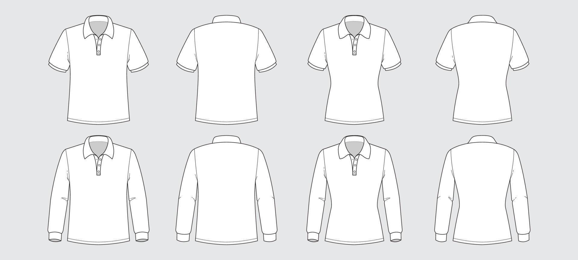 schema bianca polo camicia finto su impostato vettore