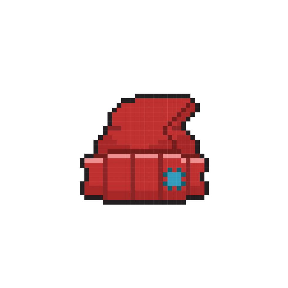 rosso Beanie cappello nel pixel arte stile vettore