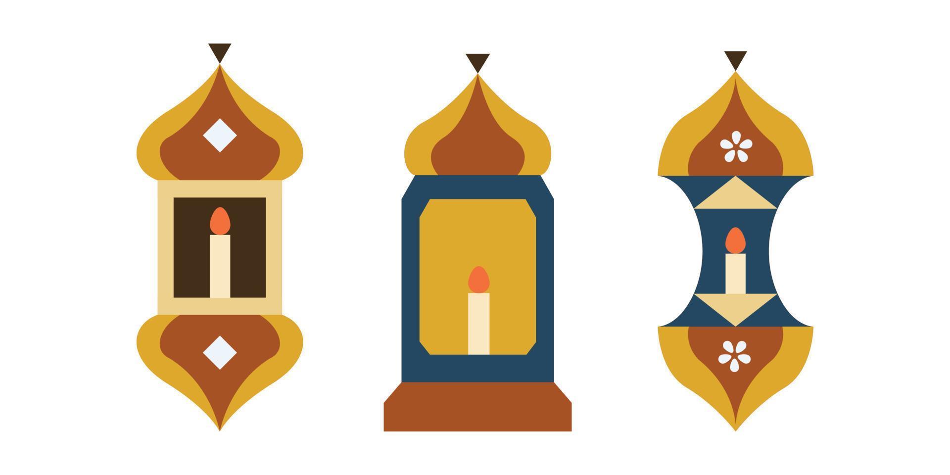 islamico lanterna elemento illustrazione. simboli di Ramadan mubarak, sospeso oro lanterne, Arabo lampade, lanterne Luna, lanterna elemento, stella, arte, vettore e illustrazione