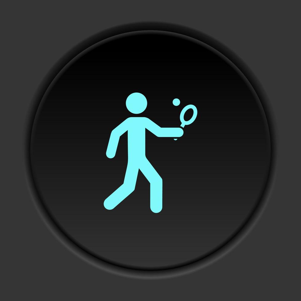 il giro pulsante icona tennis uomo. pulsante bandiera il giro distintivo interfaccia per applicazione illustrazione su buio sfondo vettore