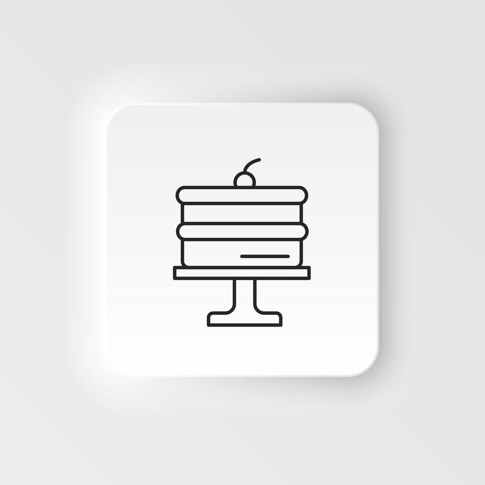 neumorfico stile cibo e bevanda vettore icona. nero linea torta icona isolato . contento compleanno su neumorphism bianca sfondo