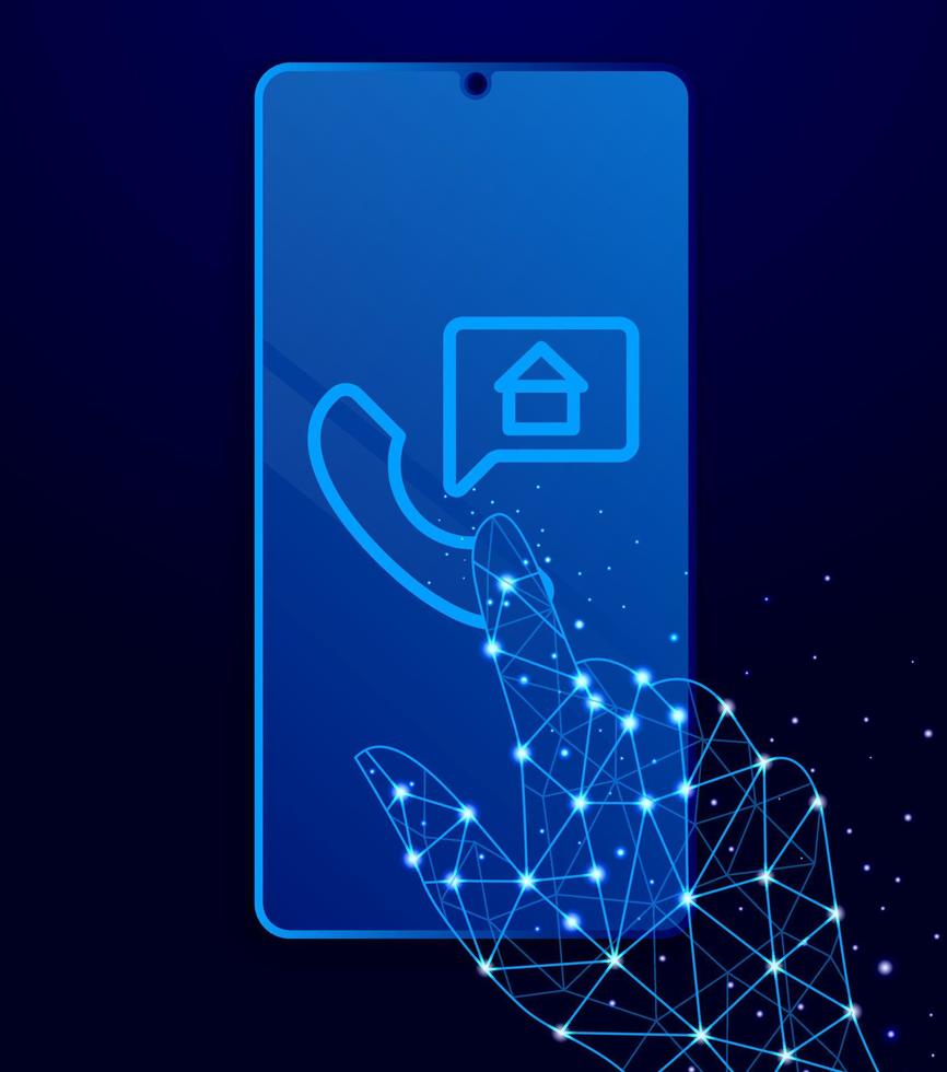 agenzia, chiamata centro, casa vettore icona. poligono stile toccare Telefono vettore illustrazione
