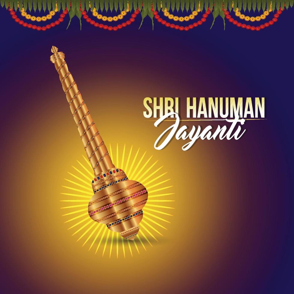 illustrazione creativa dell'arma del signore hanuman per felice hanuman jayanti vettore
