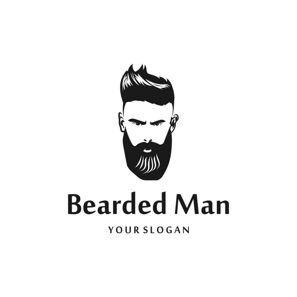 barba uomo logo design. eccezionale barbuto uomo logo. un' uomo con barba logotipo. vettore