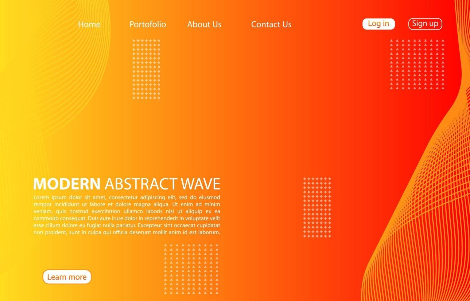 moderna onda astratta background.landing page abstract wave design. sfondo arancione. vettore