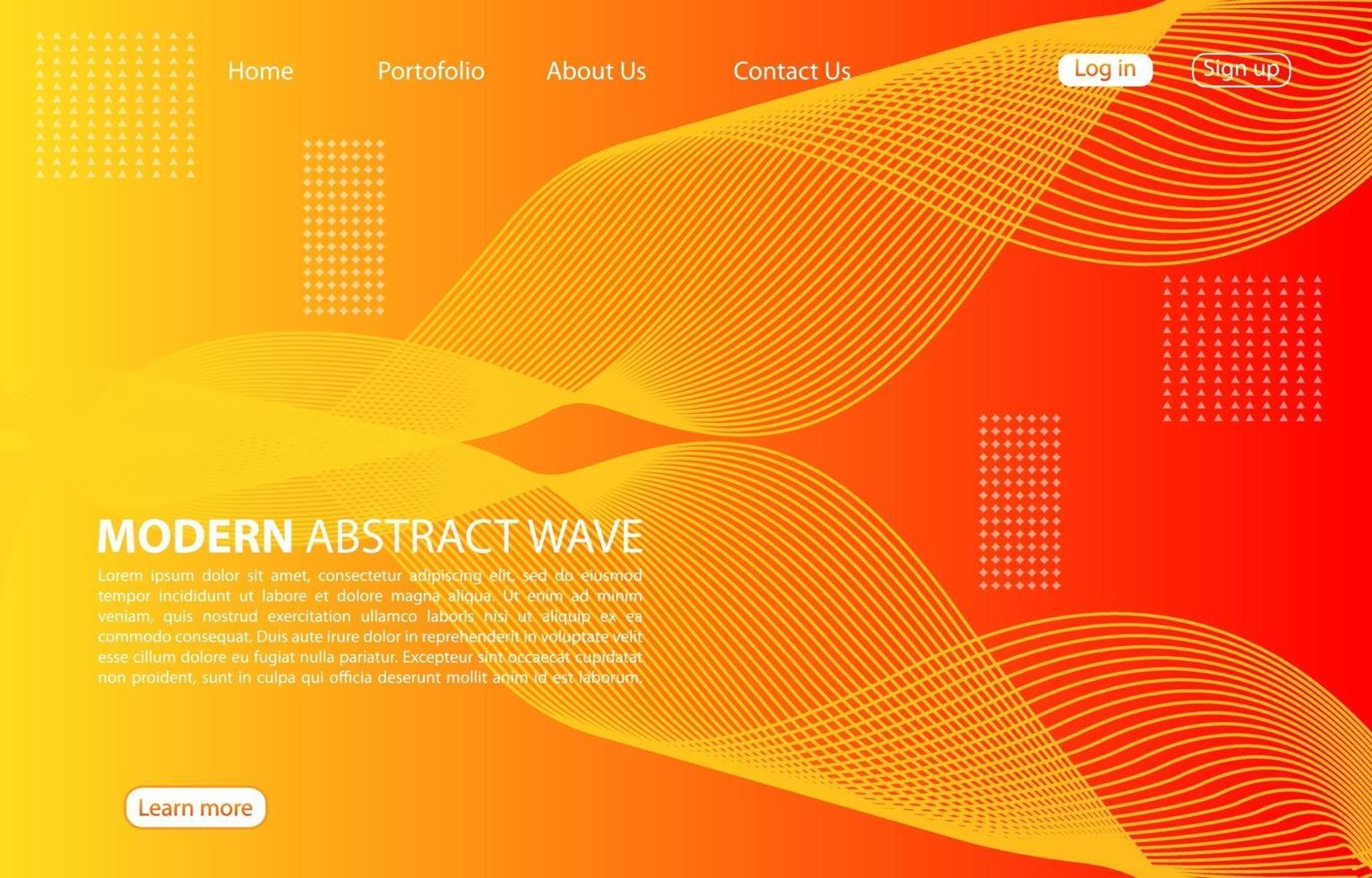 moderna onda astratta background.landing page abstract wave design. sfondo arancione. vettore