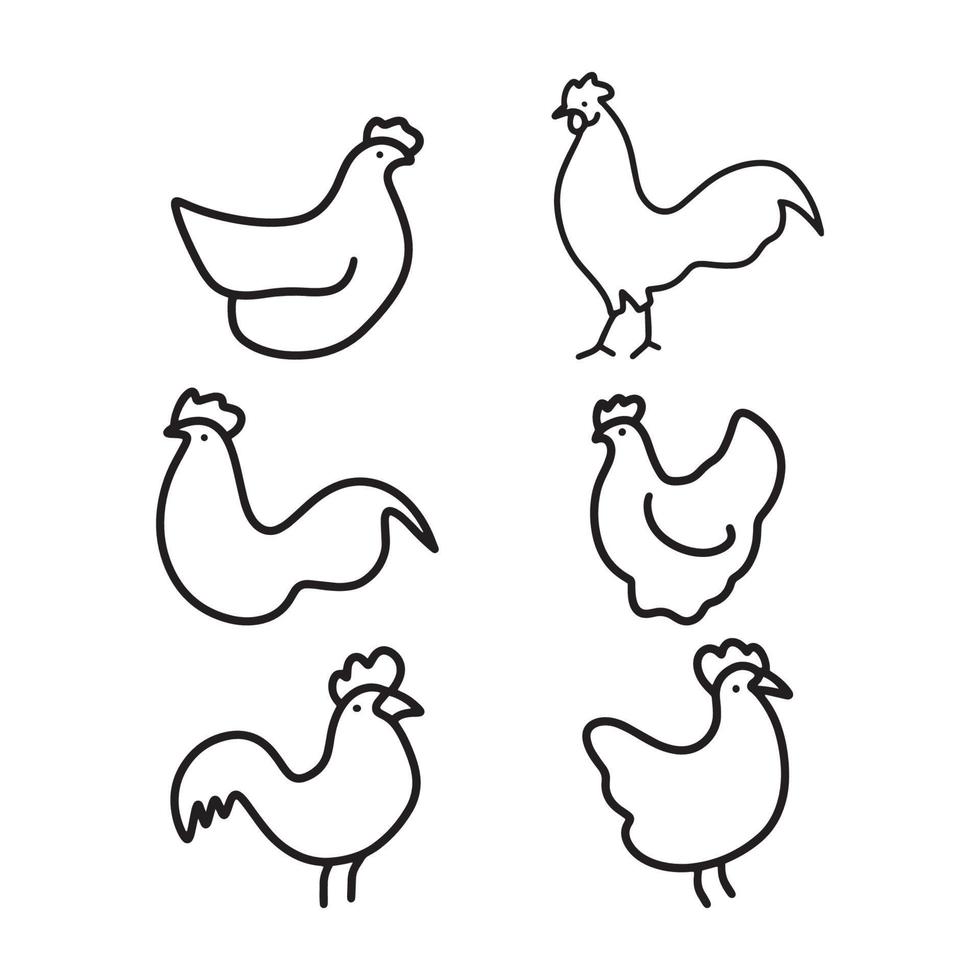Gallo pollo icona impostato design vettore illustrazione