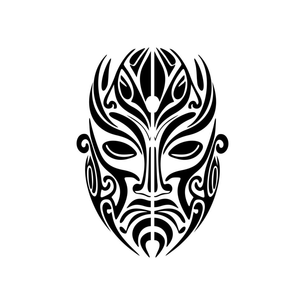 vettore tatuaggio schizzo di un' nero e bianca polinesiano Dio maschera.