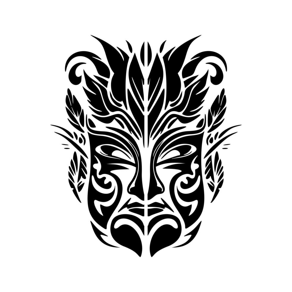 vettore tatuaggio di un' polinesiano Dio maschera nel nero e bianca.