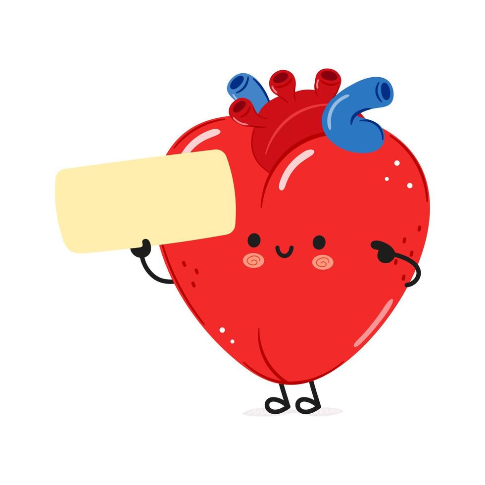 carino divertente cuore organo manifesto carattere. vettore mano disegnato cartone animato kawaii personaggio illustrazione. isolato bianca sfondo. cuore organo manifesto