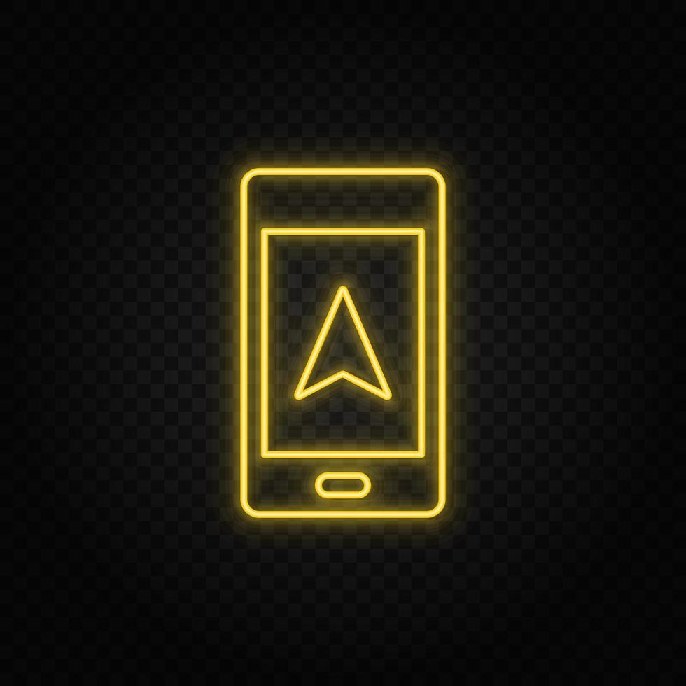 giallo neon icona Telefono, cursore. buio sfondo vettore