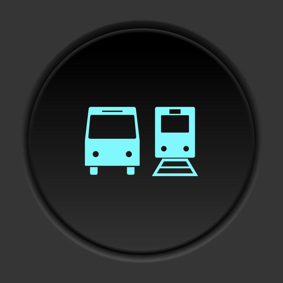 il giro pulsante icona autobus treno. pulsante bandiera il giro distintivo interfaccia per applicazione illustrazione su buio sfondo vettore