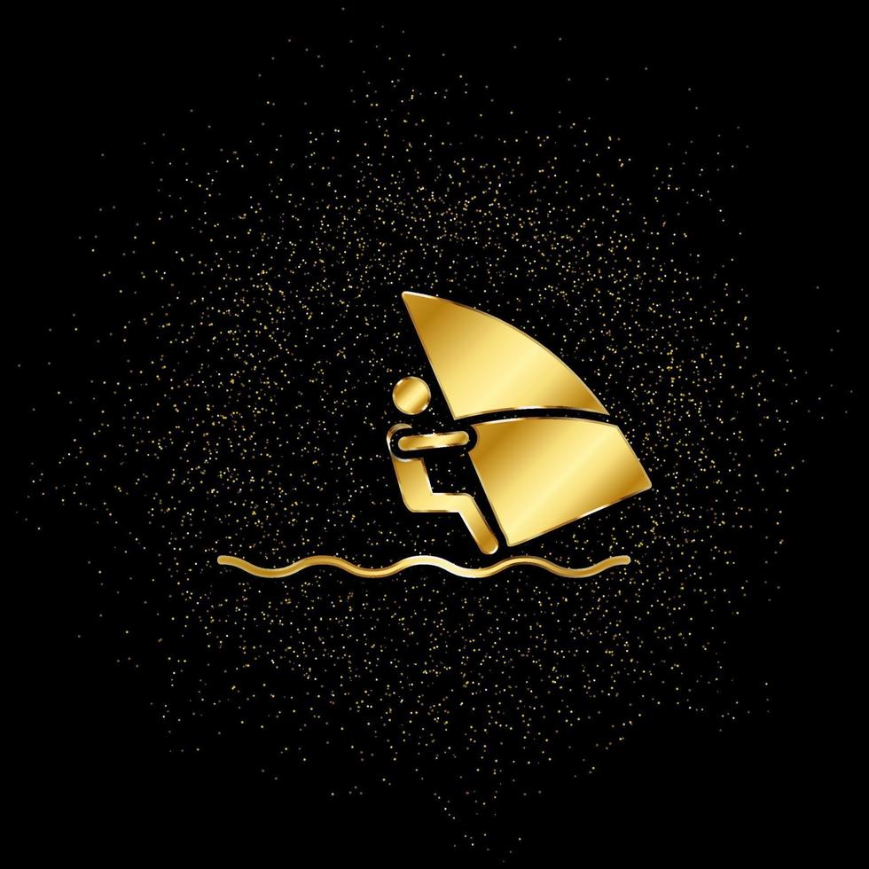 windsurf mare oro, icona. vettore illustrazione di d'oro particella su oro vettore sfondo