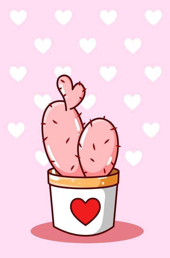 amore di cactus, illustrazione di cartone animato di San Valentino vettore