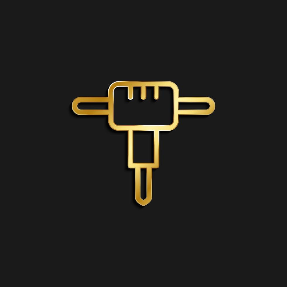 costruzione, martello pneumatico oro icona. vettore illustrazione di d'oro buio sfondo .