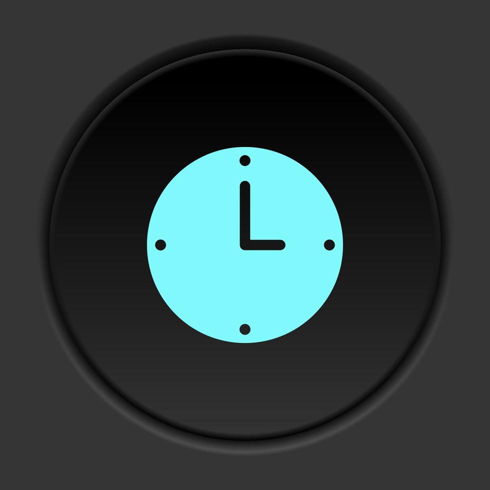il giro pulsante icona, orologio, ora. pulsante bandiera il giro, distintivo interfaccia per applicazione illustrazione su buio sfondo vettore