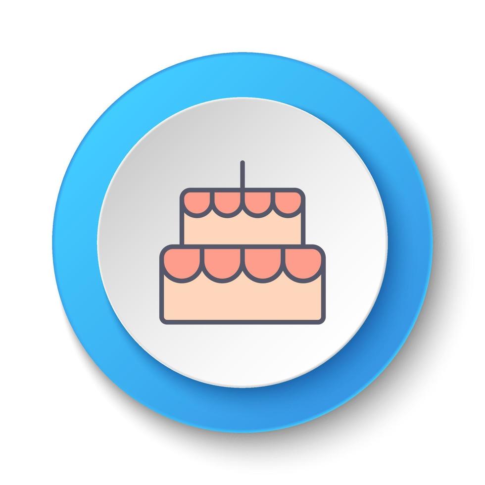 il giro pulsante per ragnatela icona, forno, torta. pulsante bandiera il giro, distintivo interfaccia per applicazione illustrazione su bianca sfondo vettore