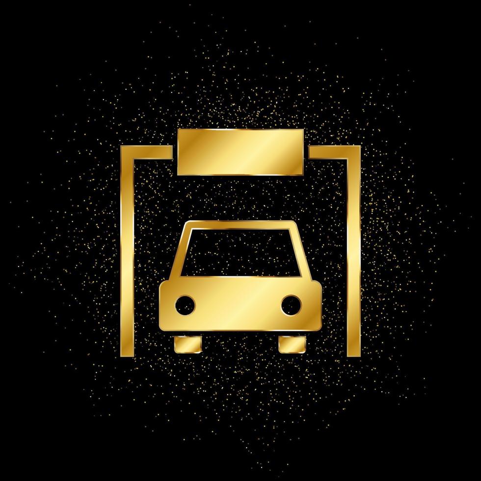 macchina, box auto oro, icona. vettore illustrazione di d'oro particella su oro vettore sfondo