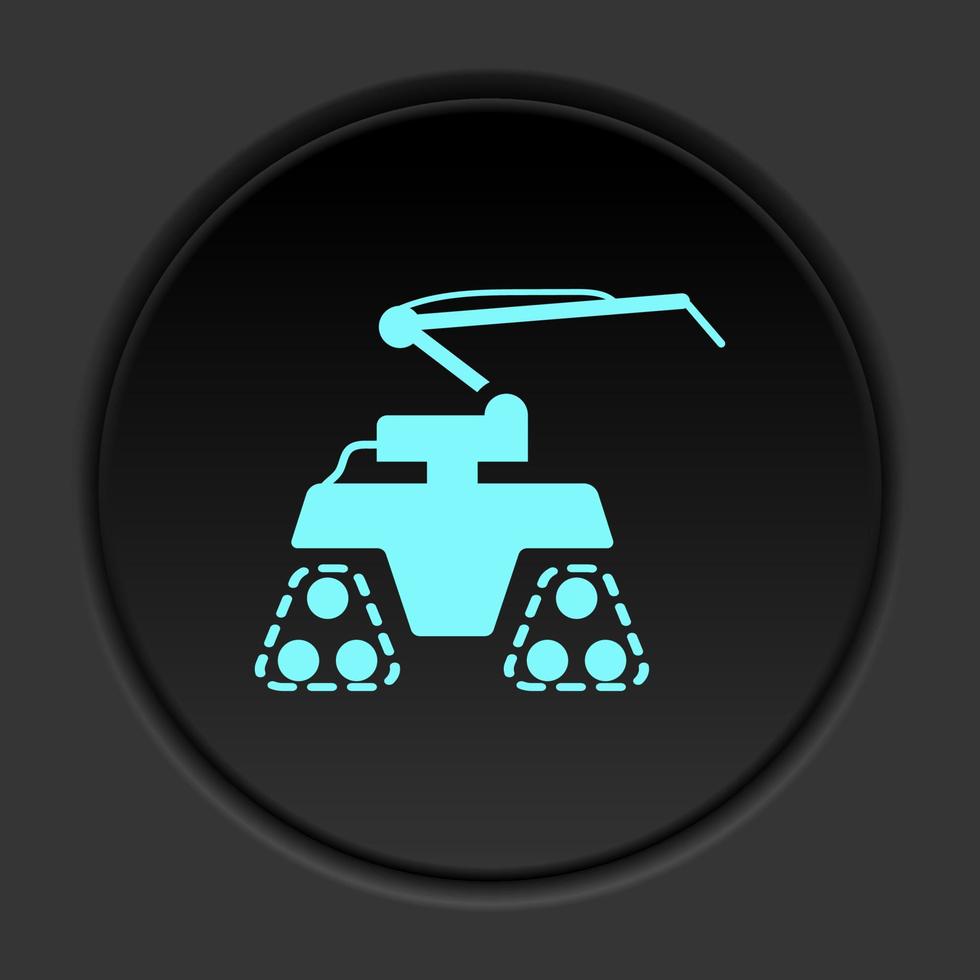 buio pulsante icona robot tecnologia industria fabbrica. pulsante bandiera il giro distintivo interfaccia per applicazione illustrazione su scurire sfondo vettore