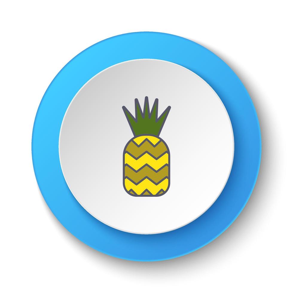 il giro pulsante per ragnatela icona, ananas. pulsante bandiera il giro, distintivo interfaccia per applicazione illustrazione su bianca sfondo vettore