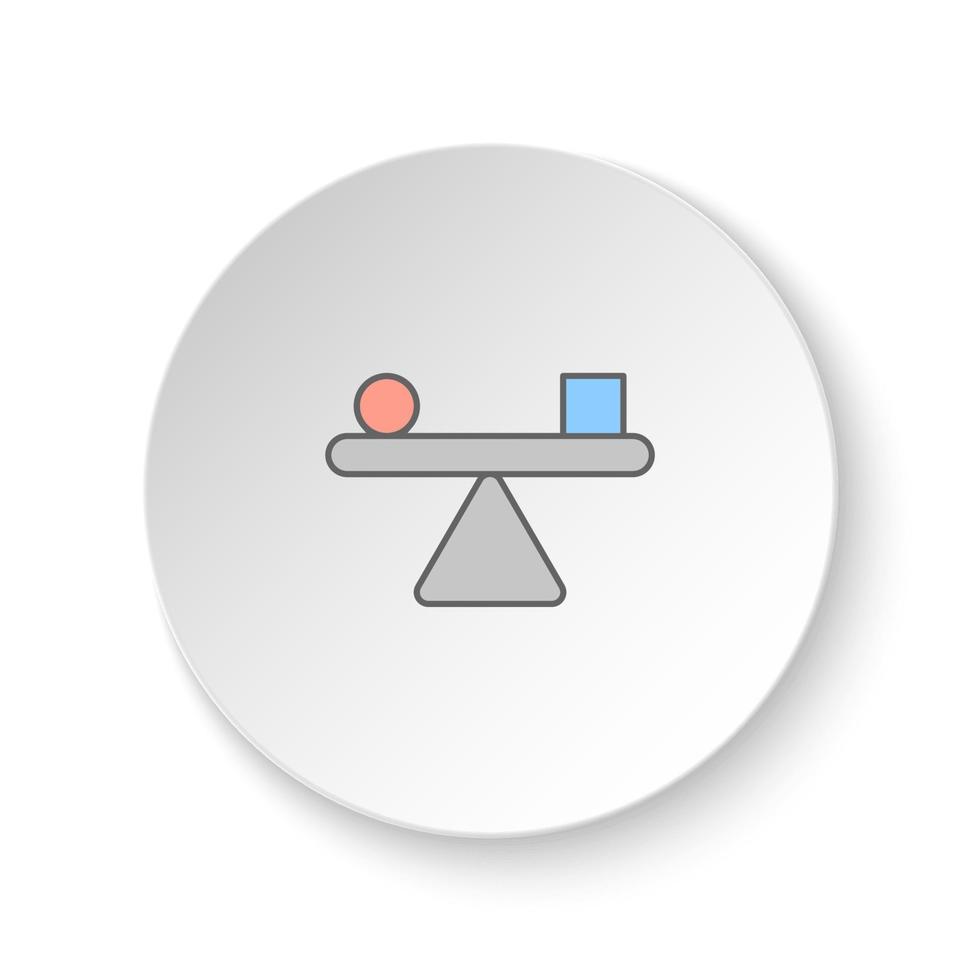 il giro pulsante per ragnatela icona, equilibrio simbolo. pulsante bandiera il giro, distintivo interfaccia per applicazione illustrazione su bianca sfondo vettore