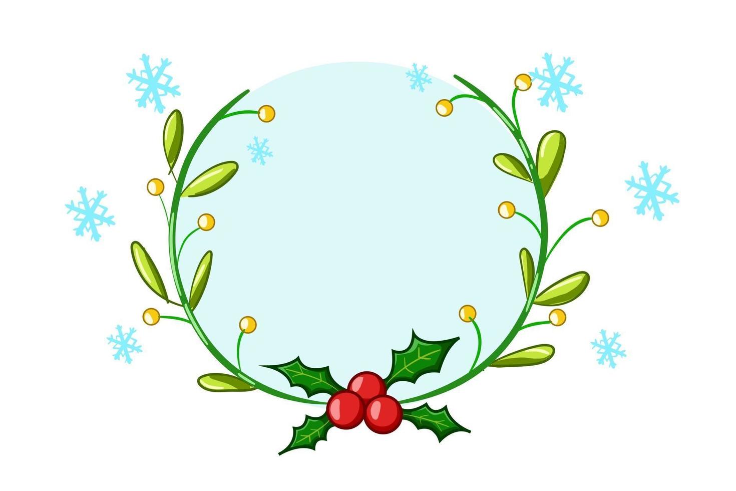 una corona di agrifoglio a tema natalizio con illustrazione di cristalli blu vettore