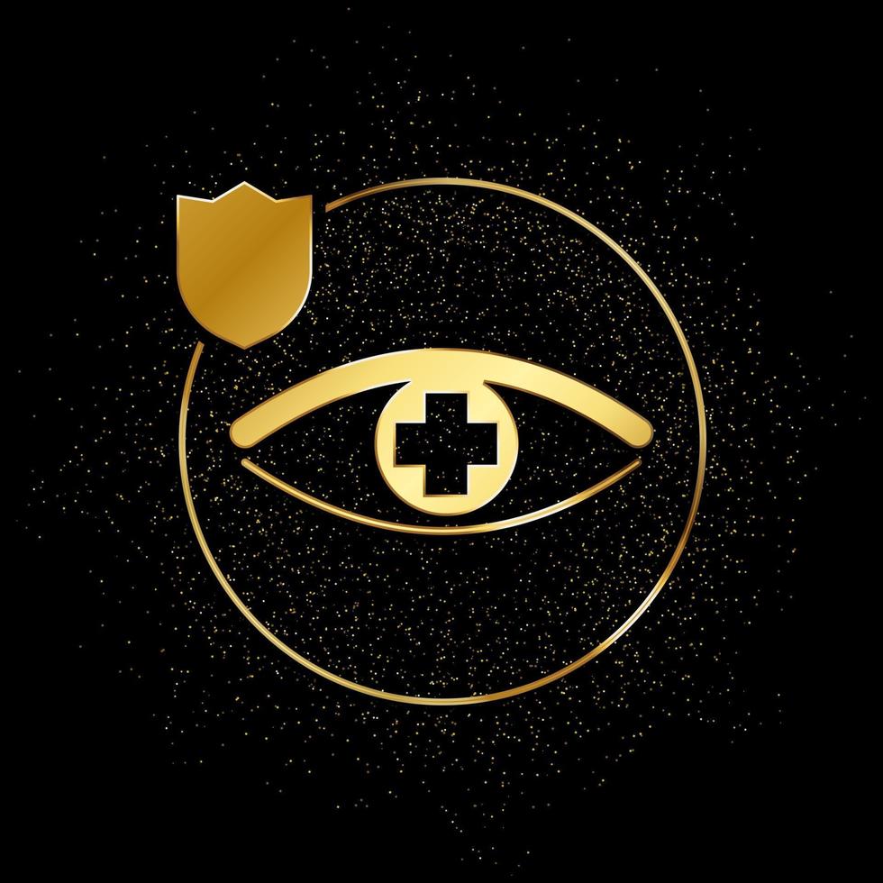 umano, assicurazione, Salute, occhio oro icona. vettore illustrazione di d'oro particella sfondo. oro vettore icona