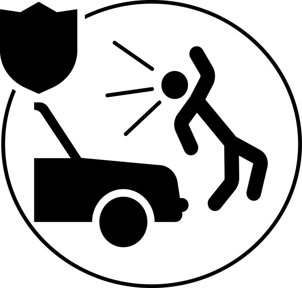 macchina, incidente, umano, assicurazione icona illustrazione isolato vettore cartello simbolo - assicurazione icona vettore nero - vettore su bianca sfondo
