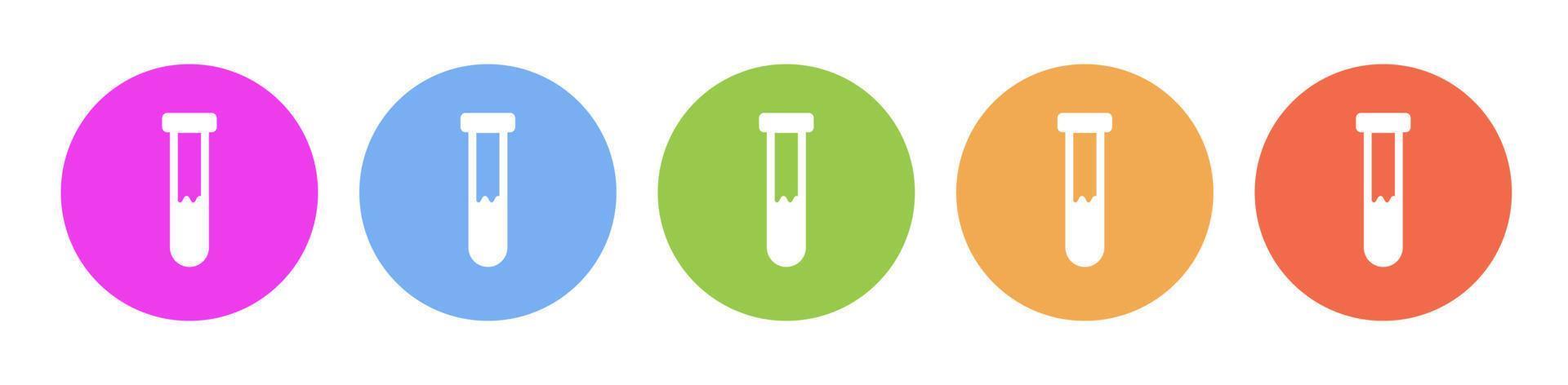 Multi colorato icona test tubo. pulsante bandiera il giro distintivo interfaccia per applicazione illustrazione su bianca sfondo vettore