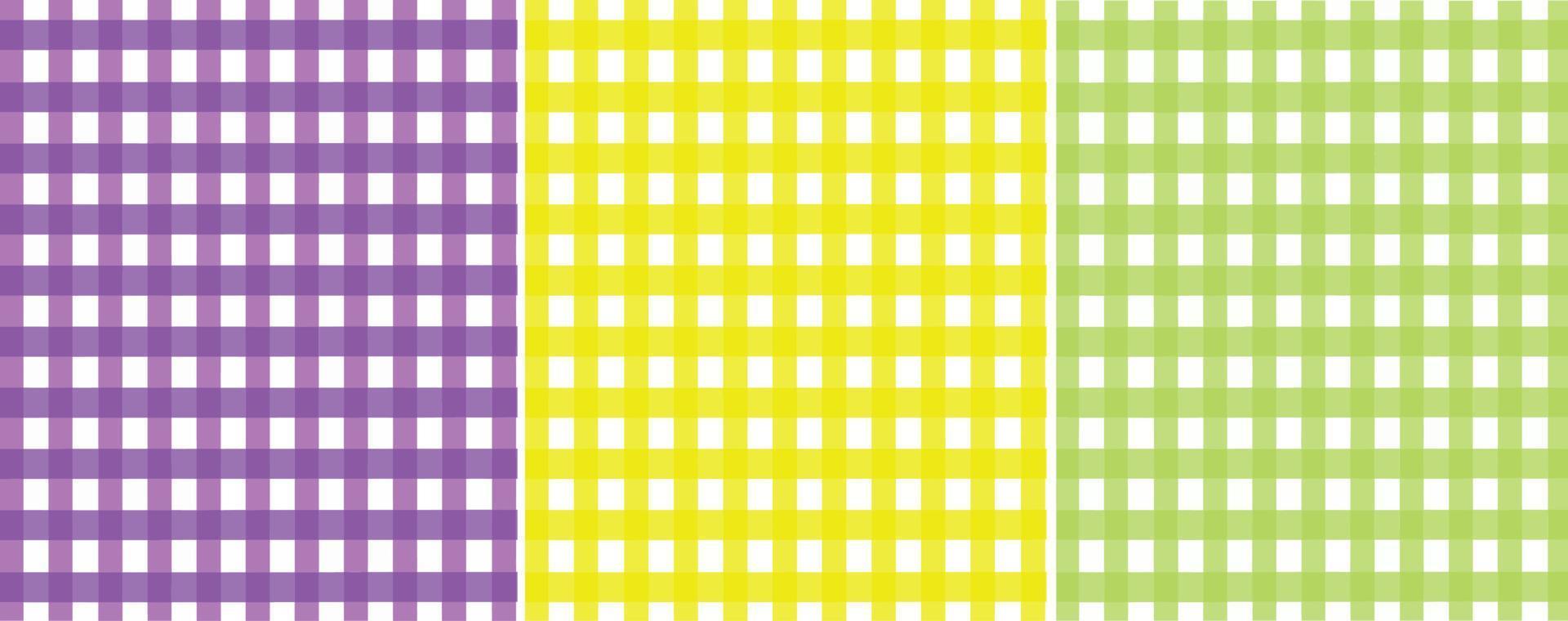 colorato plaid sfondo impostare, senza soluzione di continuità vettore modello impostare, dritto linea, viola, giallo, verde