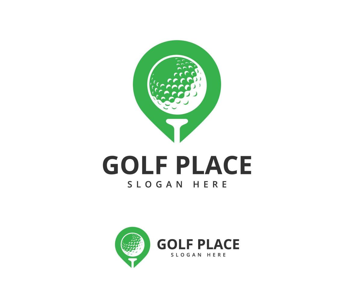 golf perno logo design. golf posto, golf carta geografica, e Posizione logo design modello vettore
