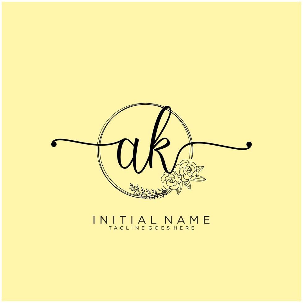 iniziale ak femminile logo collezioni modello. grafia logo di iniziale firma, nozze, moda, gioielliere, boutique, floreale e botanico con creativo modello per qualunque azienda o attività commerciale. vettore