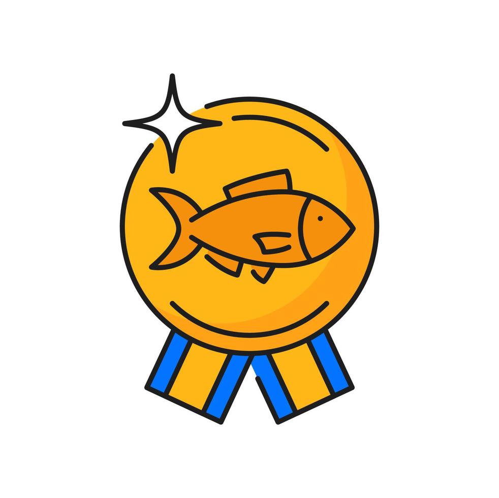 pesca industria Prodotto qualità medaglia linea icona vettore