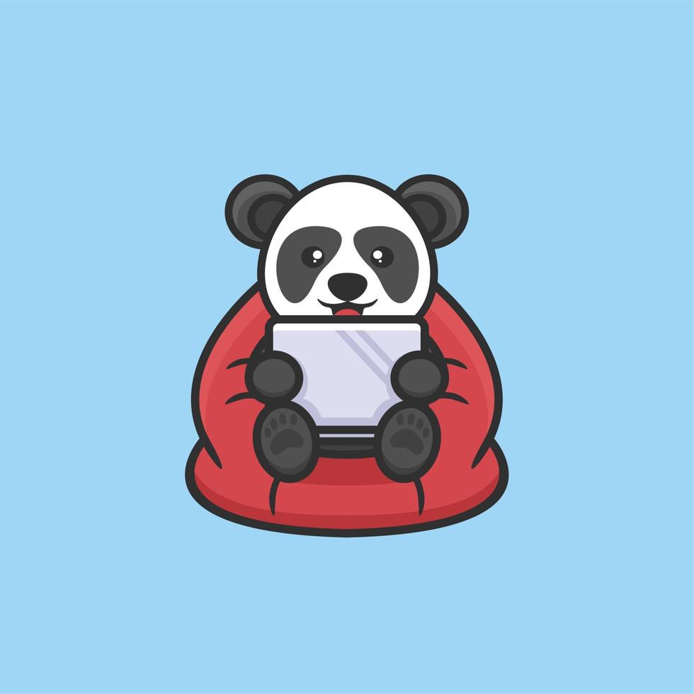 carino panda seduta logo design vettore