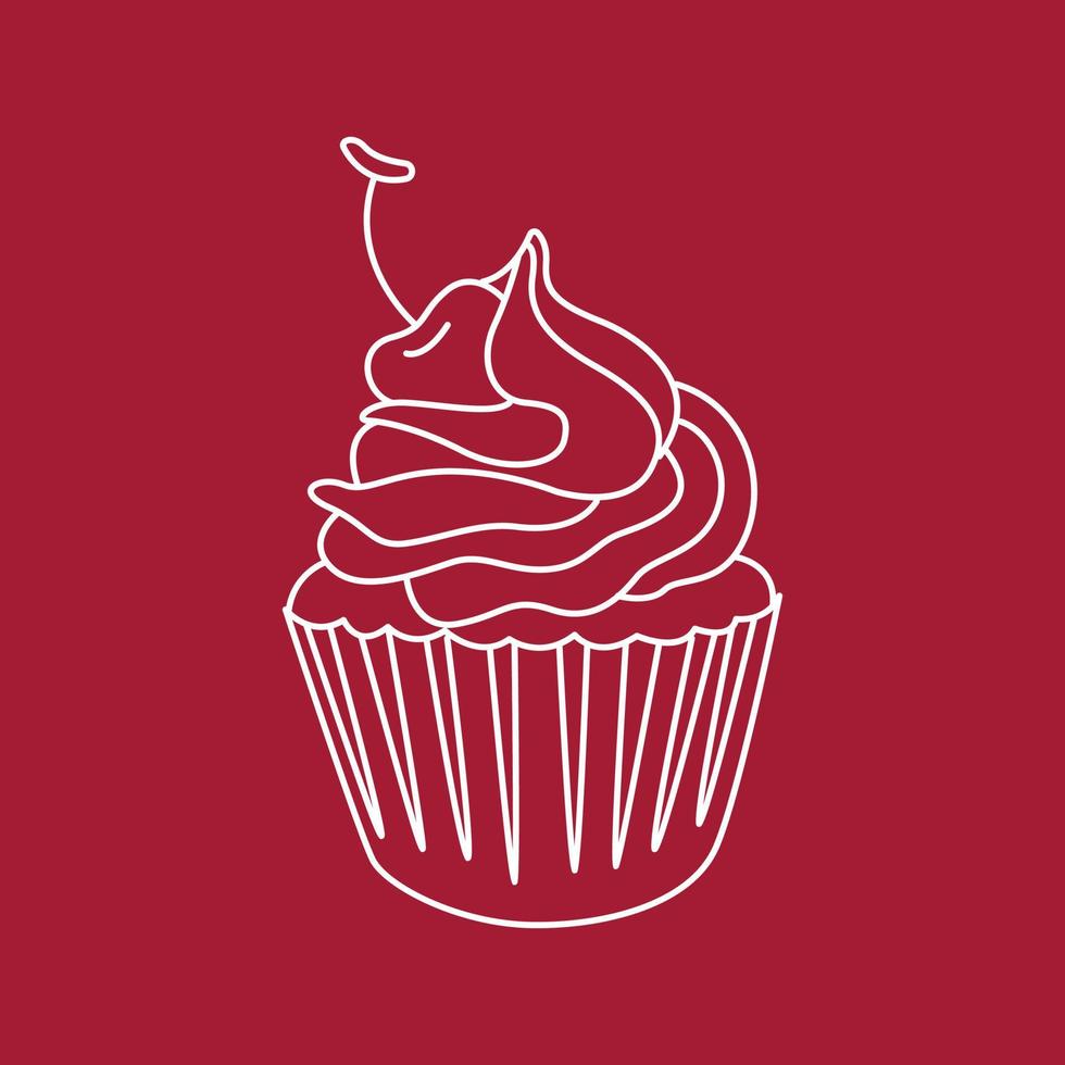 Cupcake icona linea disegno vettore