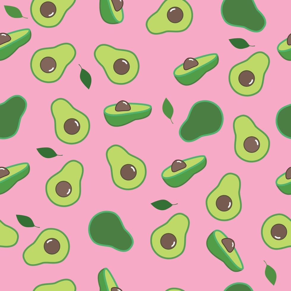 seamless con avocado su sfondo rosa. illustrazione vettoriale