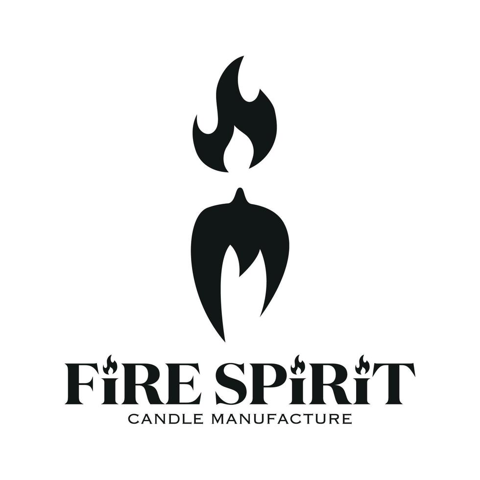 candela produzione logo. attività commerciale logotipo per azienda con candela fiamma. silhouette di candela con ardente fuoco stoppino vettore